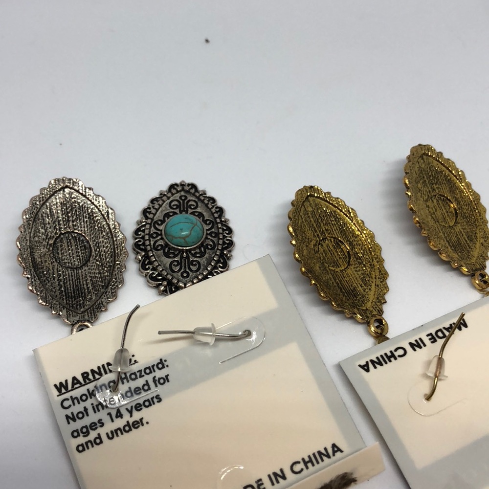 BOHO GOLD OR SILVER TURQUOISE /STONE EARRINGS - Picture 6 of 8